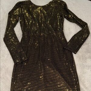 GB Mini Shimmering Gold Long Sleeve Dress